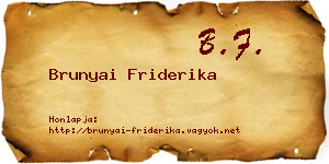 Brunyai Friderika névjegykártya